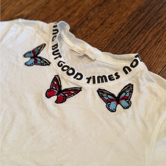 Maje Butterfly Summertime Tee Detail Cotton T-Shirt In White Size 1 Small - Picture 6 of 9